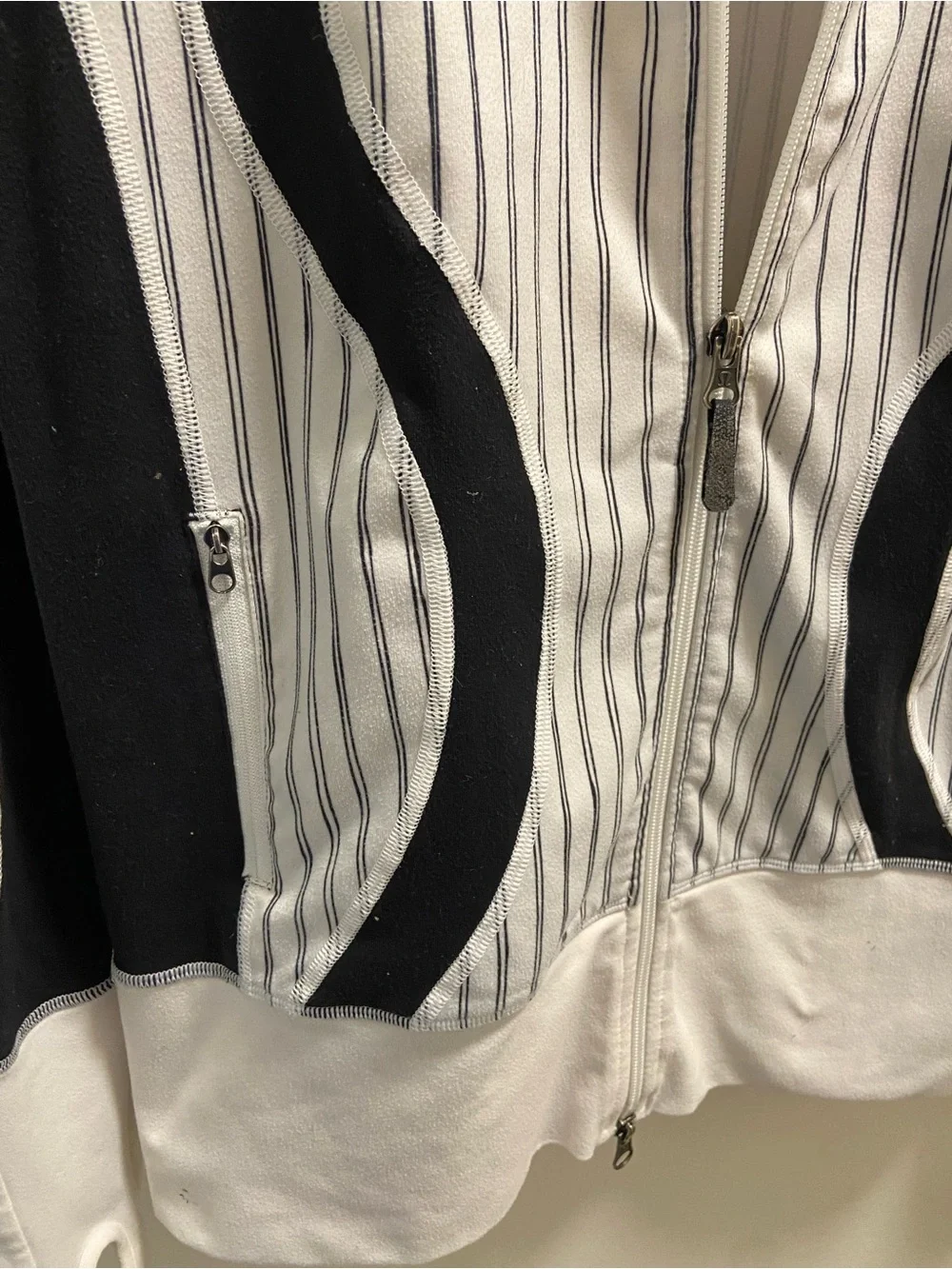 lululemon athletica White and Black Curved-Panel Zip Jacket